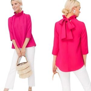 Pomander Place Tuckernuck Pink Faye Blouse Ruffle Collar Swing Top XS